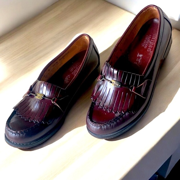 G.H.Bass Weejuns Oxblood Leather Loafers Kiltie Horse-Bit Vintage 80’s Size 6 - Picture 6 of 14